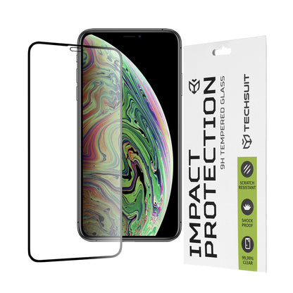 Techsuit skjermbeskyttelse for Apple iPhone 11 Pro / XS / X, Herdet glass, Full lim, 111D, Svart