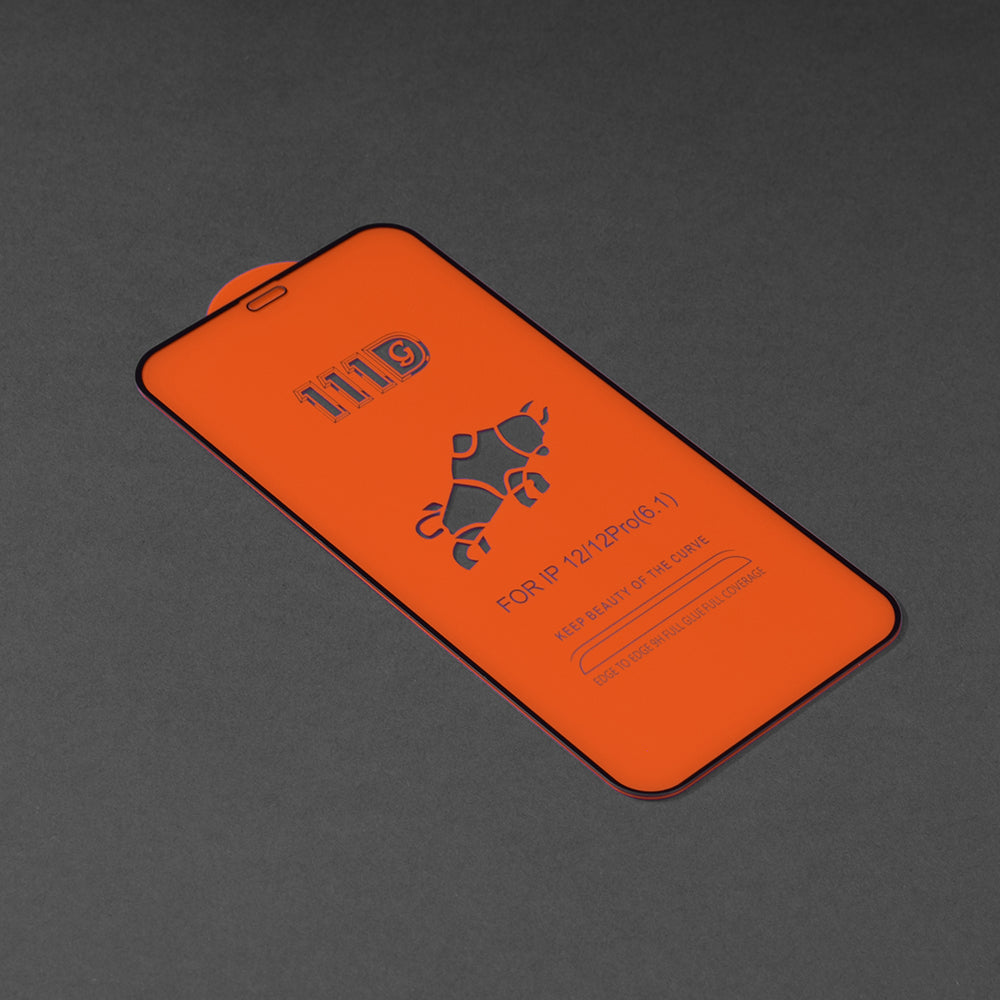 Techsuit skjermbeskyttelse for Apple iPhone 12 / 12 Pro, Herdet glass, Full lim, 111D, Svart