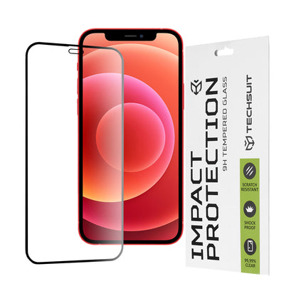 Techsuit skjermbeskyttelse for Apple iPhone 12 mini, Herdet glass, Full lim, 111D, Svart