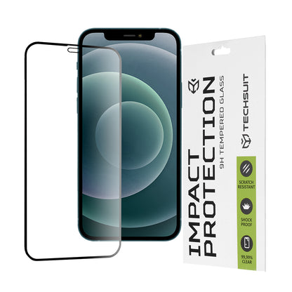 Techsuit skjermbeskyttelse for Apple iPhone 12 Pro Max, Herdet glass, Full lim, 111D, Svart