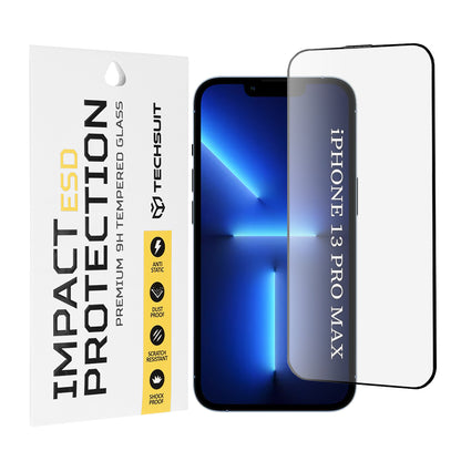 Techsuit skjermbeskyttelse for Apple iPhone 13 Pro Max, Herdet glass, Full lim, Svart
