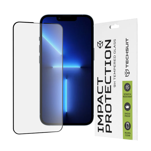 Techsuit skjermbeskyttelsesfilm for Apple iPhone 14 Plus / 13 Pro Max, herdet glass, full lim, 111D, svart