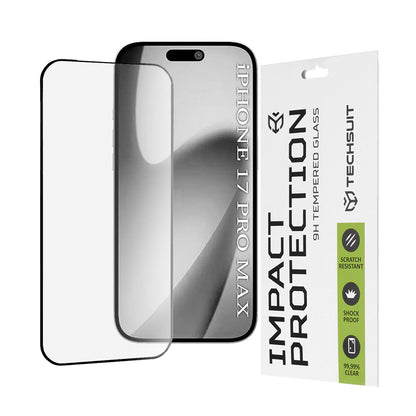 Beskyttelsesfilm Techsuit for Apple iPhone 17 Pro Max, Herdet glass, Full lim, 111D, Svart