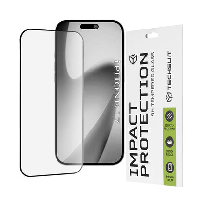 Skjermbeskyttelsesfolie Techsuit for Apple iPhone 17, Herdet Glass, Full Glue, 111D, Svart