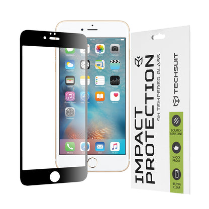 Techsuit skjermbeskyttelsesfilm for Apple iPhone 6s Plus / 6 Plus, Herdet glass, Full lim, 111D, Svart