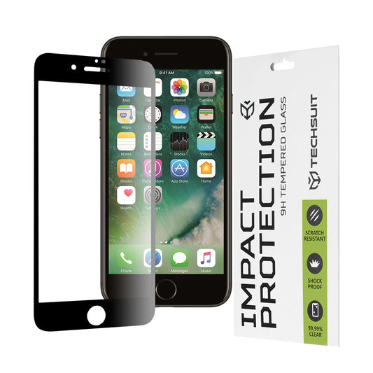 Techsuit skjermbeskyttelsesfilm for Apple iPhone 8 Plus / 7 Plus, Herdet glass, Full lim, 111D, Svart