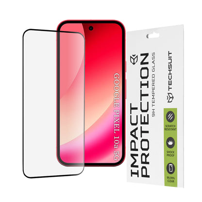 Skjermbeskyttelsesfolie Techsuit for Google Pixel 10a, Herdet glass, Full Glue, 111D, Svart