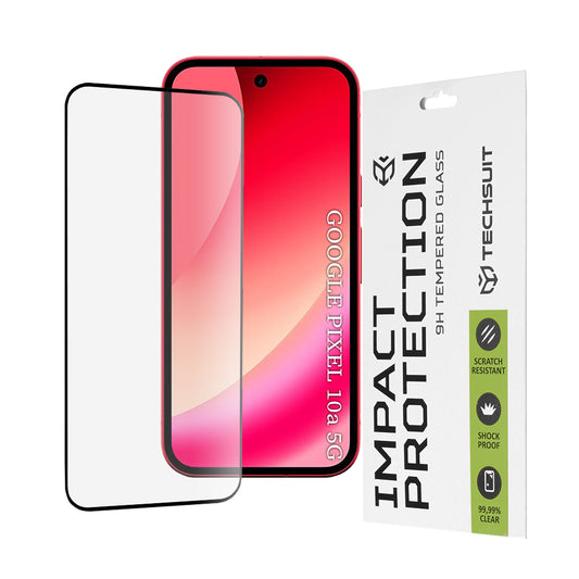 Skjermbeskyttelsesfolie Techsuit for Google Pixel 10a, Herdet glass, Full Glue, 111D, Svart
