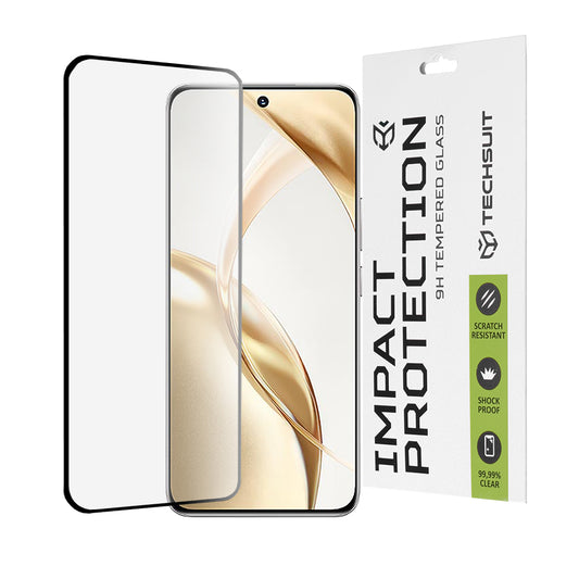Techsuit skjermbeskyttelsesfilm for Honor 200, herdet glass, full lim, 111D, svart