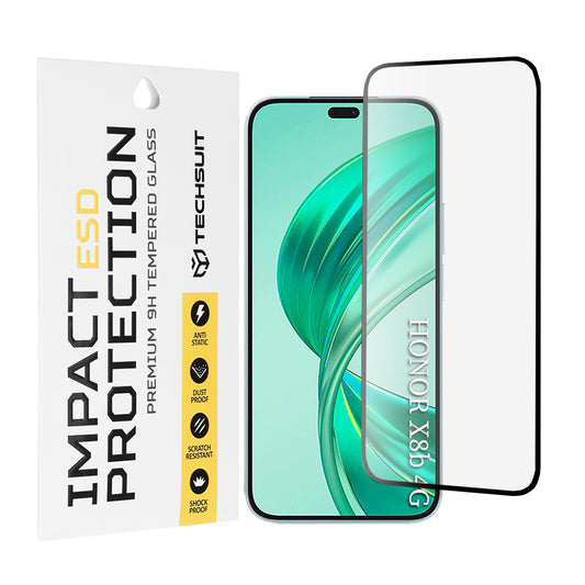 Techsuit skjermbeskyttelsesfilm for Honor 400 Lite / X8c / X8b, Herdet glass, Full lim, Svart