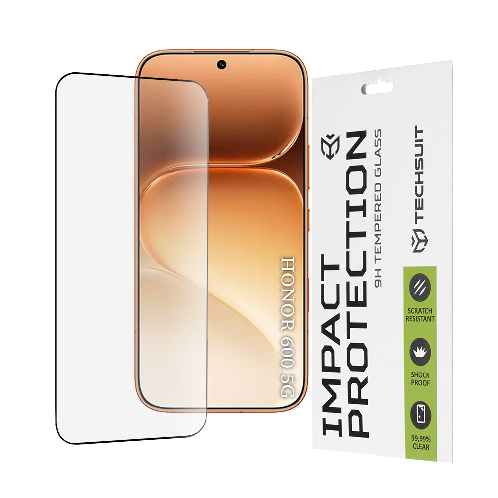 Techsuit skjermbeskyttelse for Honor 600 Pro / 600, Herdet glass, Full lim, 111D, Svart
