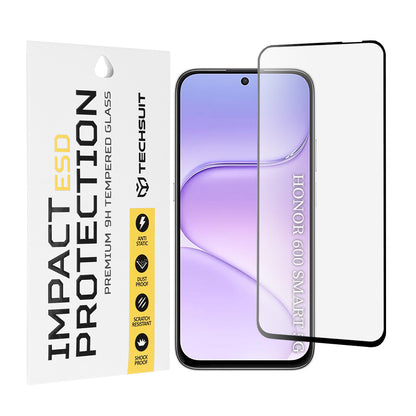 Techsuit skjermbeskyttelsesfilm for Honor 600 Smart, Herdet glass, Full lim, Svart