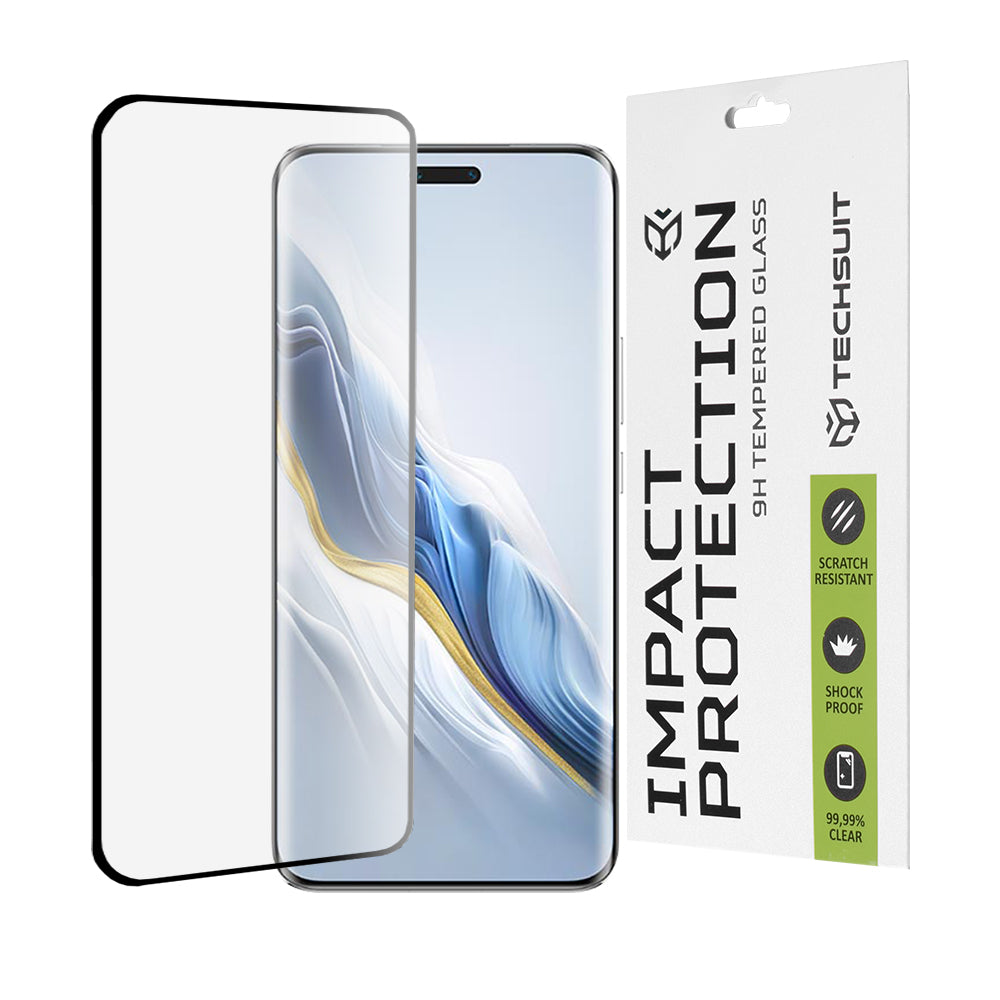 Techsuit skjermbeskyttelse for Honor Magic6 Pro, Herdet glass, Full lim, 111D, Svart
