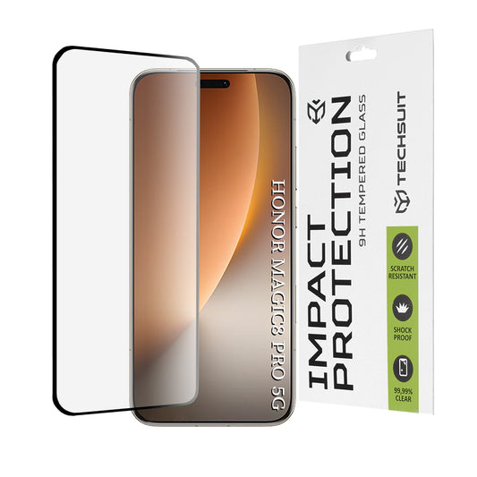 Beskyttelsesfilm Techsuit for Honor Magic8 Pro, Herdet glass, Full lim, 111D, Svart