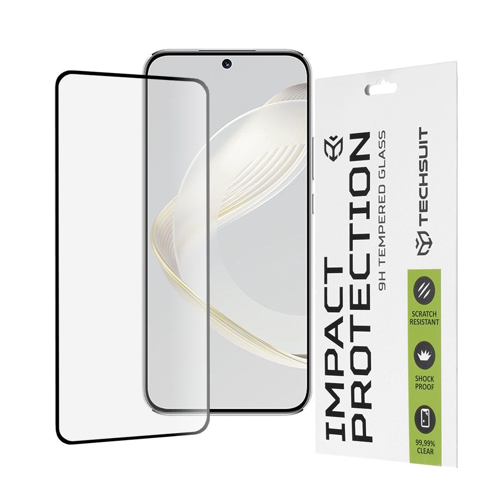 Techsuit skjermbeskyttelse for Huawei nova 12s / nova 11, Herdet glass, Full lim, 111D, Svart