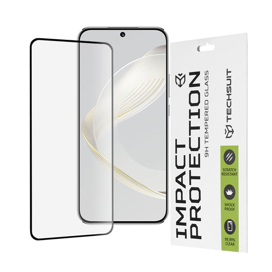 Techsuit skjermbeskyttelse for Huawei nova 12s / nova 11, Herdet glass, Full lim, 111D, Svart