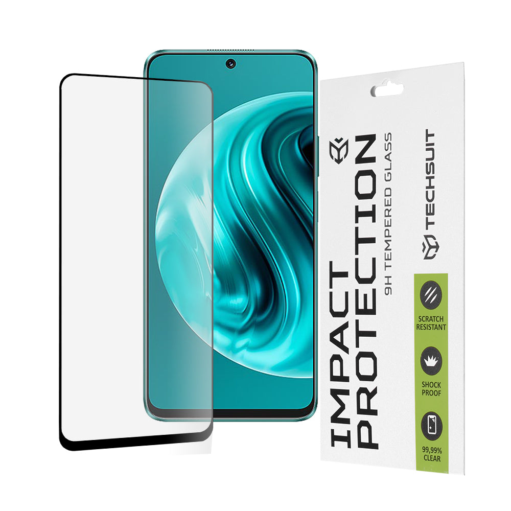 Techsuit skjermbeskyttelse for Huawei nova 13i / nova 12i, Herdet glass, Full lim, 111D, Svart