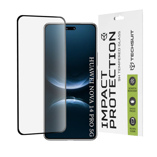 Skjermbeskytter Techsuit for Huawei nova 14 Pro, Herdet glass, Full lim, 111D, Svart
