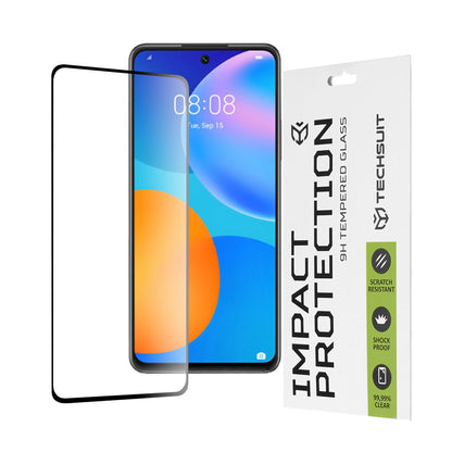 Techsuit skjermbeskyttelse for Huawei P smart 2021, Herdet glass, Full lim, 111D, Svart