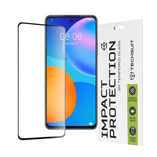 Techsuit skjermbeskyttelse for Huawei P smart 2021, Herdet glass, Full lim, 111D, Svart