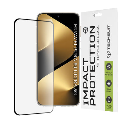 Techsuit skjermbeskyttelsesfilm for Huawei Pura 80 Ultra, Herdet glass, Full lim, 111D, Svart