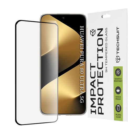 Techsuit skjermbeskyttelsesfilm for Huawei Pura 80 Ultra, Herdet glass, Full lim, 111D, Svart