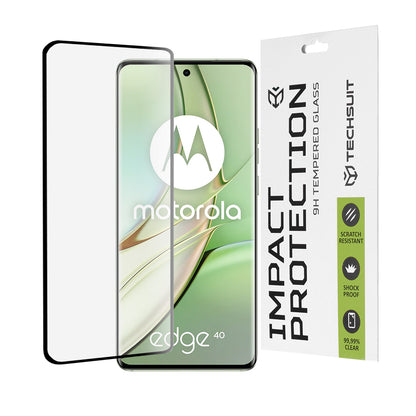 Techsuit skjermbeskyttelse for Motorola Edge (2023) / Edge 40, Herdet glass, Full lim, 111D, Svart