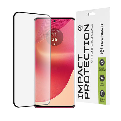 Techsuit skjermbeskyttelse for Motorola Edge 50 Fusion, Herdet glass, Full lim, 111D, Svart