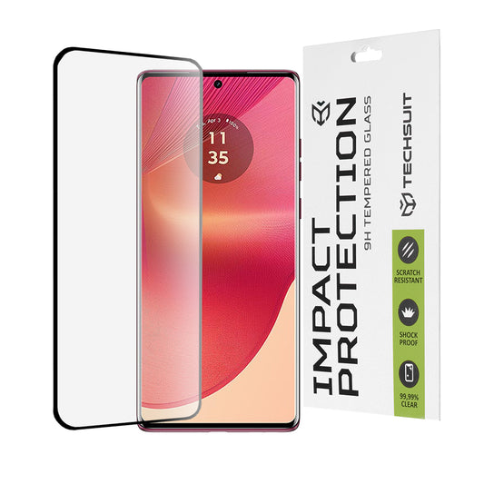 Techsuit skjermbeskyttelse for Motorola Edge 50 Fusion, Herdet glass, Full lim, 111D, Svart