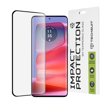 Techsuit skjermbeskyttelse for Motorola Edge 50 Pro, Herdet glass, Full lim, 111D, Svart
