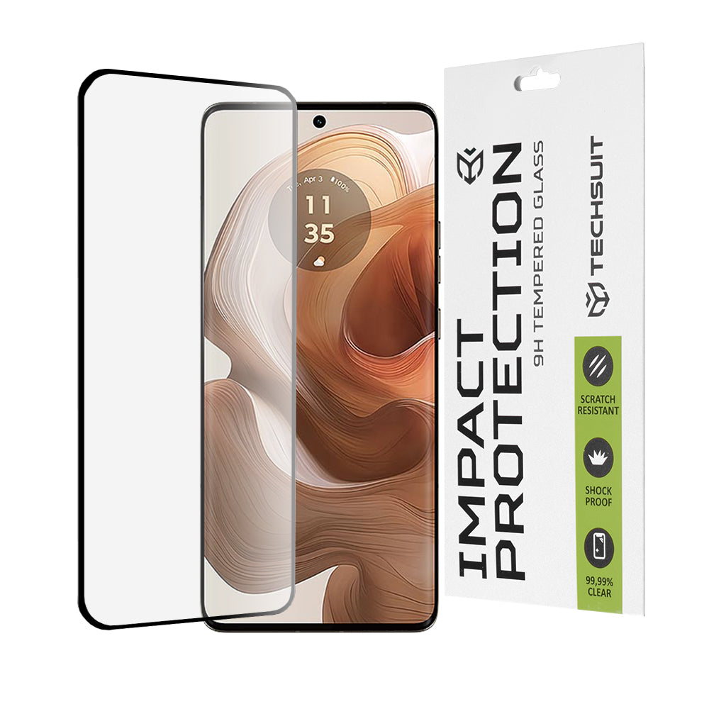 Techsuit skjermbeskyttelse for Motorola Edge 50 Ultra, Herdet glass, Full lim, 111D, Svart