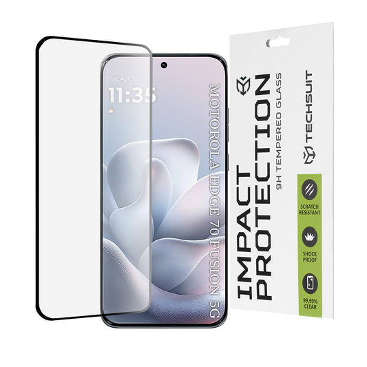 Skjermbeskytter Techsuit for Motorola Edge 70 Fusion, Herdet Glass, Full Glue, 111D, Svart