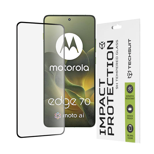 Skjermbeskyttelsesfolie Techsuit for Motorola Edge 70, Herdet glass, Full lim, 111D, Svart