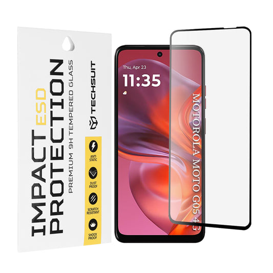 Techsuit skjermbeskyttelsesfilm for Motorola Moto E15 / G05, Herdet glass, Full lim, Svart