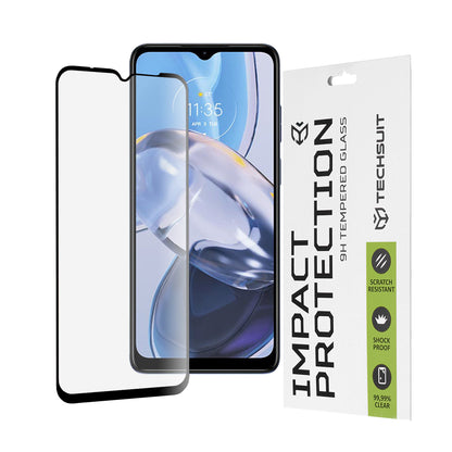 Techsuit skjermbeskyttelse for Motorola Moto E22i / E22, Herdet glass, Full lim, 111D, Svart