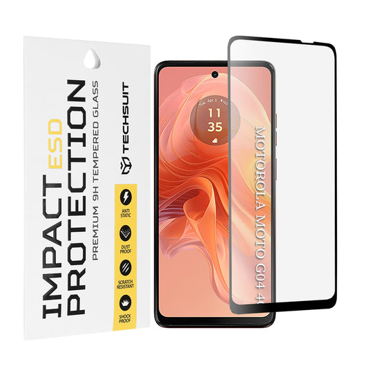 Techsuit skjermbeskyttelsesfilm for Motorola Moto G04s / E14 / G24 Power / G04 / G24, Herdet glass, Full lim, Svart