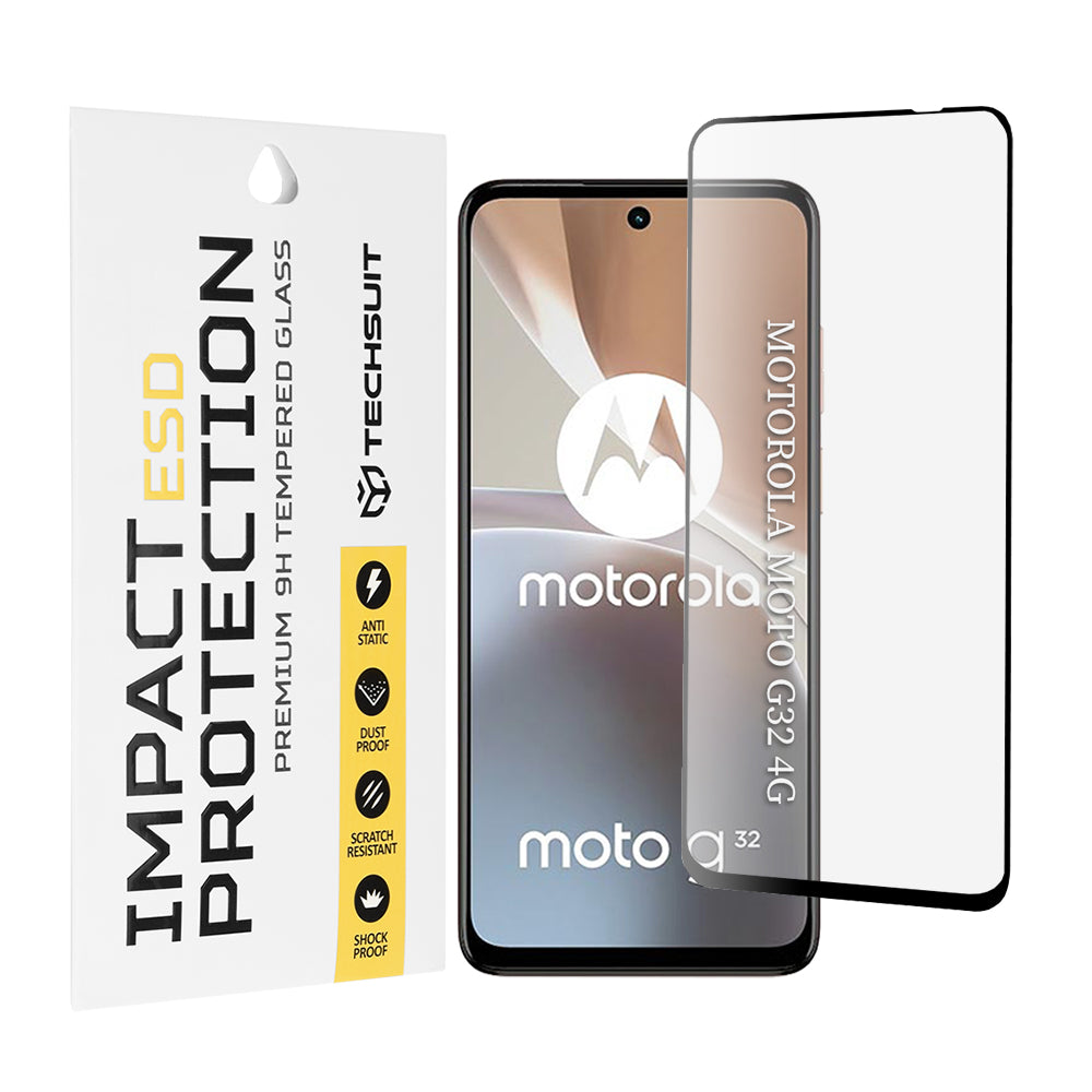 Techsuit skjermbeskyttelsesfilm for Motorola Moto G32, Herdet glass, Full lim, Svart