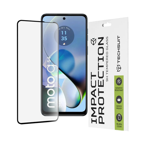 Techsuit skjermbeskyttelse for Motorola Moto G64 / G54 Power Edition / G14 / G54, Herdet glass, Full lim, 111D, Svart