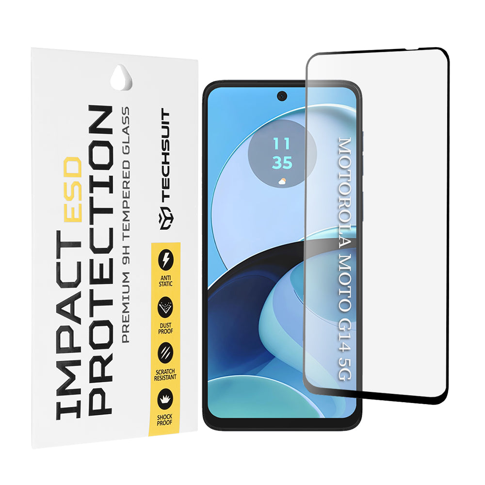 Techsuit skjermbeskyttelsesfilm for Motorola Moto G64 / G54 Power Edition / G14 / G54, Herdet glass, Full lim, Svart
