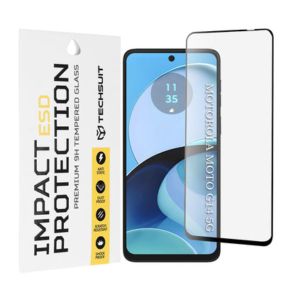 Techsuit skjermbeskyttelsesfilm for Motorola Moto G64 / G54 Power Edition / G14 / G54, Herdet glass, Full lim, Svart