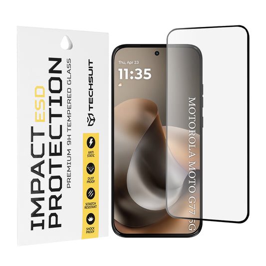 Techsuit skjermbeskyttelsesfilm for Motorola Moto G77 / G67, Herdet glass, Full lim, Svart