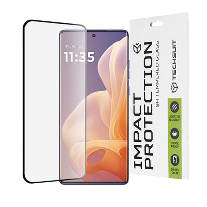 Techsuit skjermbeskyttelse for Motorola Moto G85, Herdet glass, Full lim, 111D, Svart