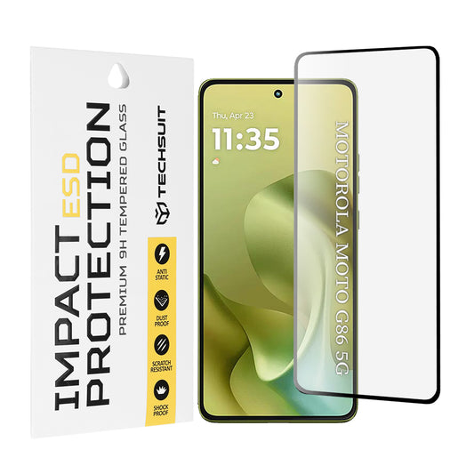 Techsuit skjermbeskyttelsesfilm for Motorola Moto G86 Power / G86, Herdet glass, Full lim, Svart