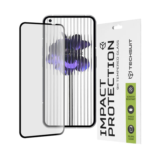 Techsuit skjermbeskyttelse for Nothing Phone (1), Herdet glass, Full lim, 111D, Svart