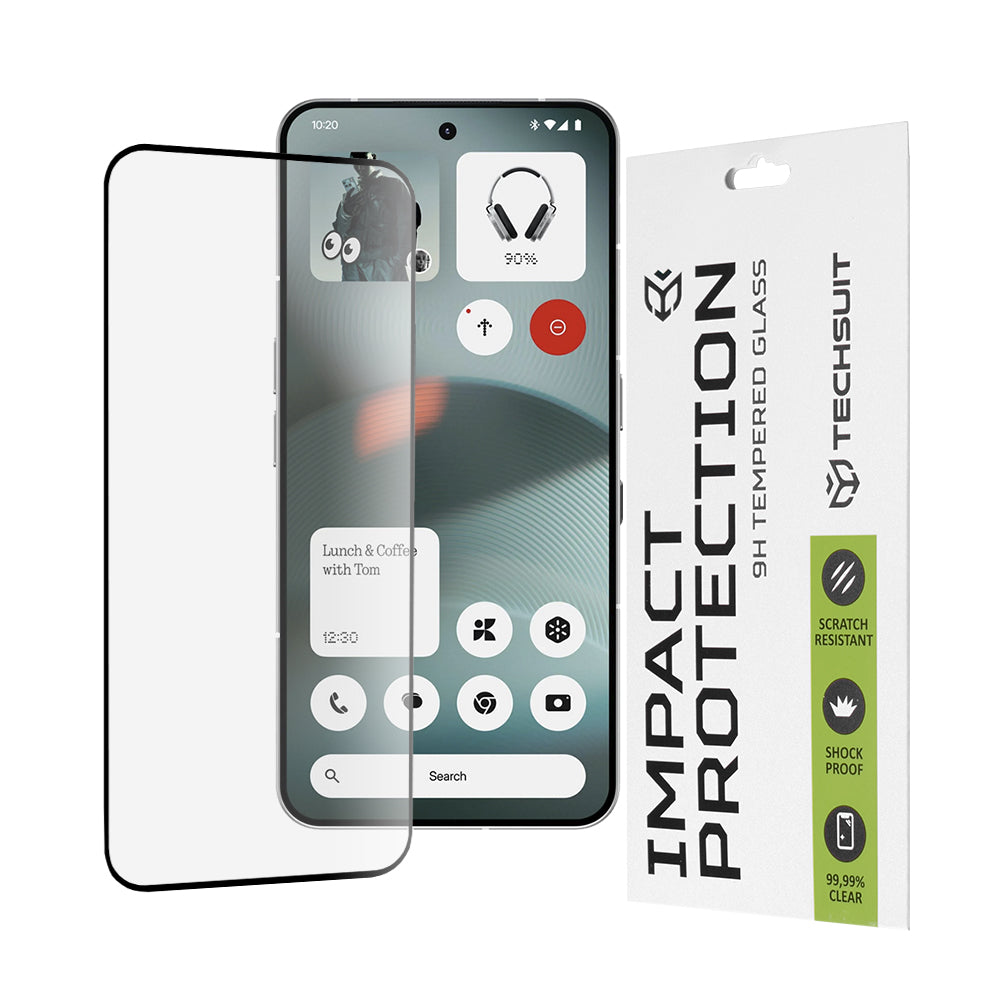 Techsuit skjermbeskyttelsesfilm for Nothing Phone (3), Herdet glass, Full lim, 111D, Svart