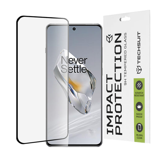 Techsuit skjermbeskyttelse for OnePlus 12, Herdet glass, Full lim, 111D, Svart