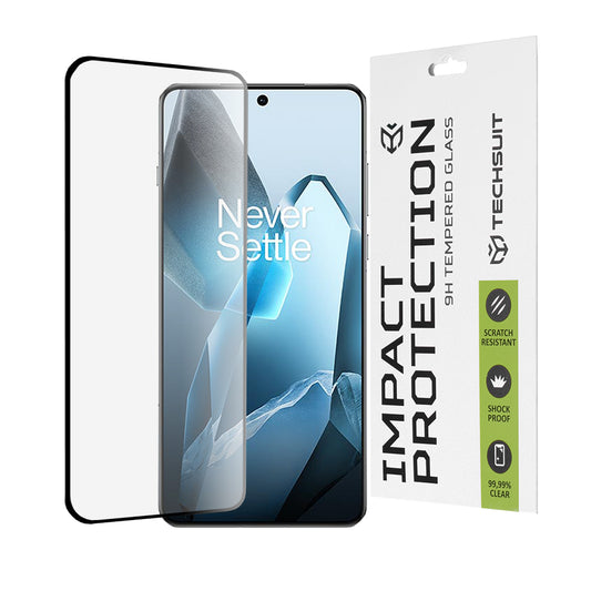 Techsuit skjermbeskyttelse for OnePlus 13, Herdet glass, Full lim, 111D, Svart