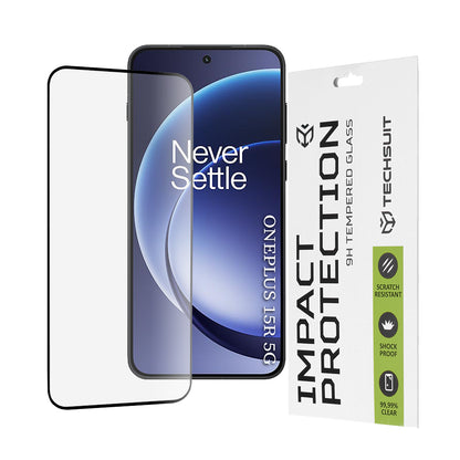 Skjermbeskytter Techsuit for OnePlus 15R, Herdet glass, Full lim, 111D, Svart