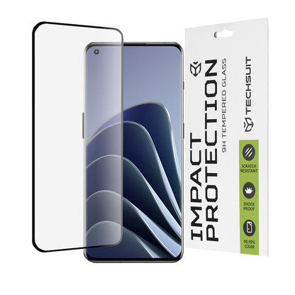 Techsuit skjermbeskyttelsesfilm for OnePlus Ace 2 Pro / Ace 2 / 11R / 11 / 10 Pro, Herdet glass, Full lim, 111D, Svart
