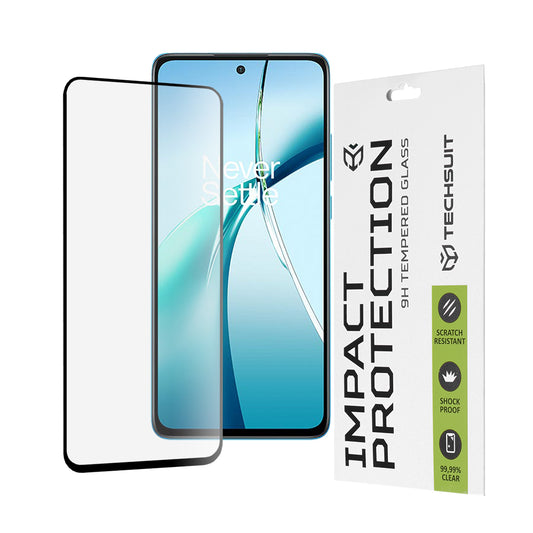 Techsuit skjermbeskyttelse for OnePlus Nord CE4 Lite, Herdet glass, Full lim, 111D, Svart